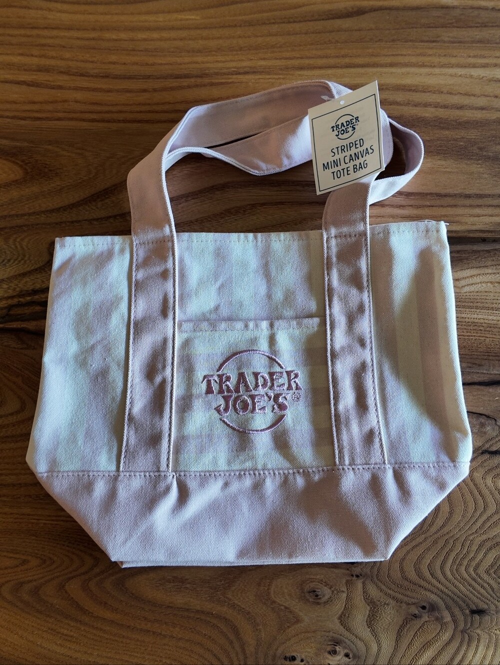 Trader Joe's Striped Mini Canvas Tote Bags/ Pink